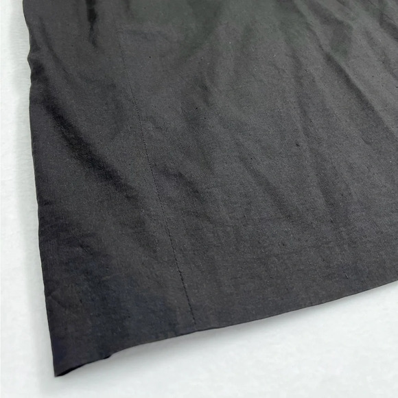 PADDY CAMPBELL Linen Blend Black Vintage V Neck Slit in Back Dress Size 12 - Picture 4 of 11